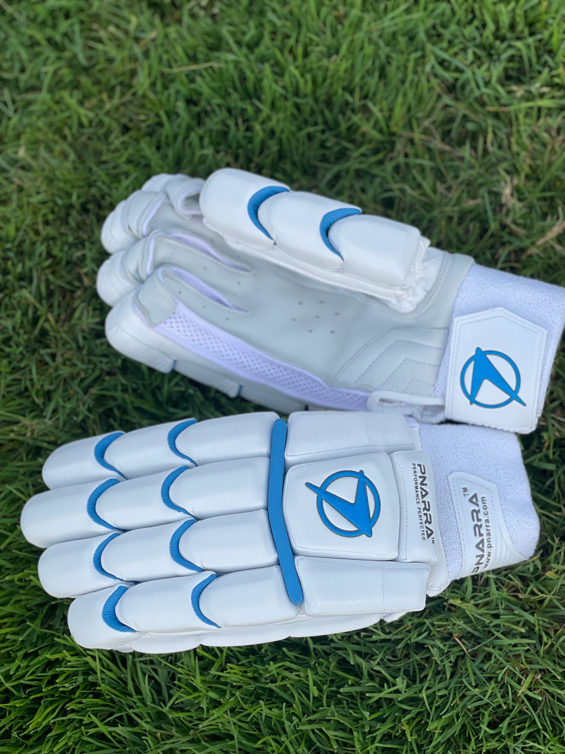 PNARRA Cricket Batting Gloves - White-Blue